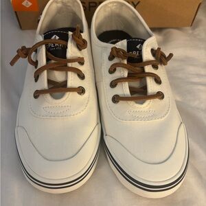 Sperry White and Brown Boat Shoes Classic Design